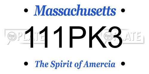 111PK3 Massachusetts License Plate