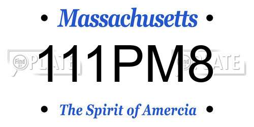 111PM8 Massachusetts License Plate