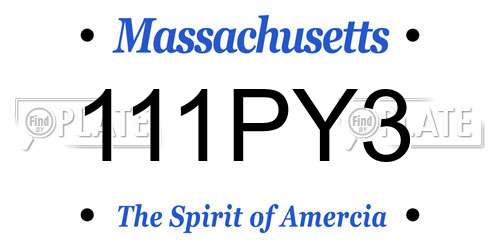 111PY3 Massachusetts License Plate