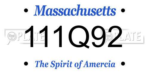 111Q92 Massachusetts License Plate