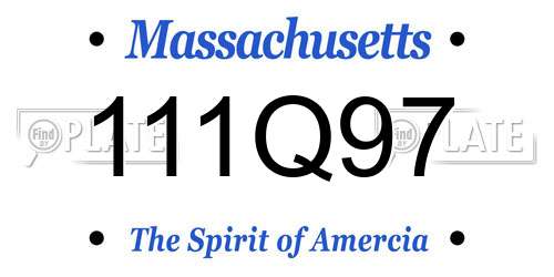 111Q97 Massachusetts License Plate