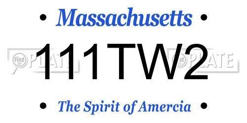 111TW2 Massachusetts License Plate