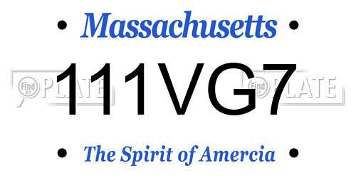 111VG7 Massachusetts License Plate