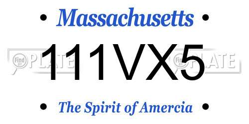 111VX5 Massachusetts License Plate