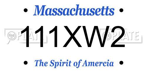 111XW2 Massachusetts License Plate