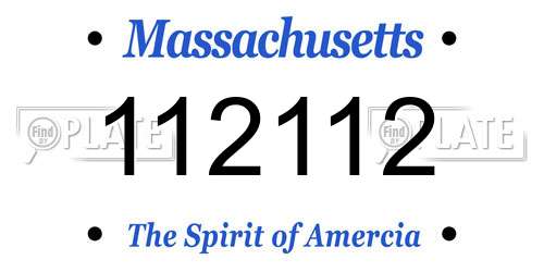 112112 Massachusetts License Plate