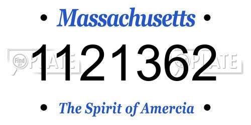 1121362 Massachusetts License Plate