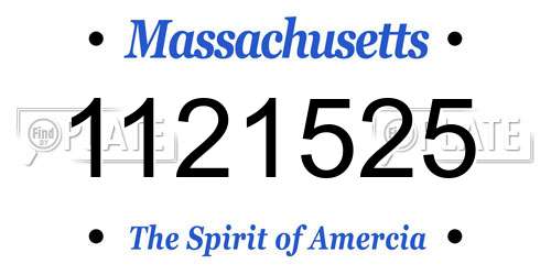 1121525 Massachusetts License Plate