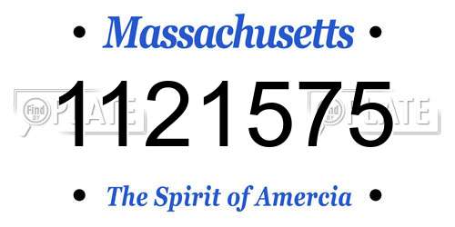 1121575 Massachusetts License Plate