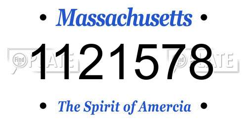 1121578 Massachusetts License Plate