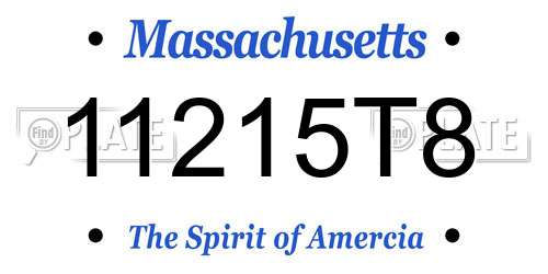 11215T8 Massachusetts License Plate