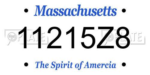 11215Z8 Massachusetts License Plate