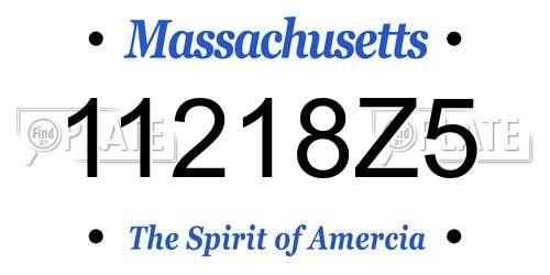 11218Z5 Massachusetts License Plate