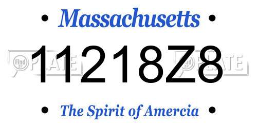 11218Z8 Massachusetts License Plate
