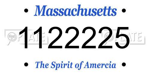 1122225 Massachusetts License Plate
