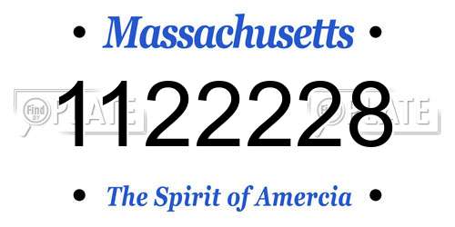 1122228 Massachusetts License Plate