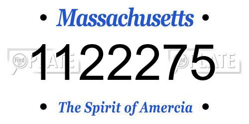 1122275 Massachusetts License Plate