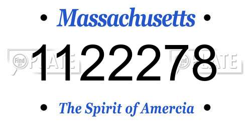 1122278 Massachusetts License Plate