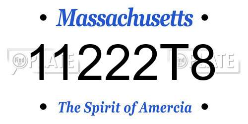 11222T8 Massachusetts License Plate