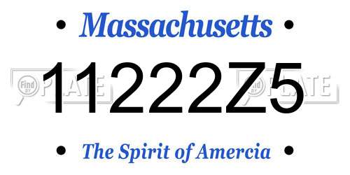 11222Z5 Massachusetts License Plate