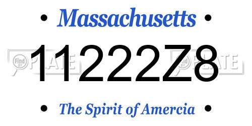 11222Z8 Massachusetts License Plate