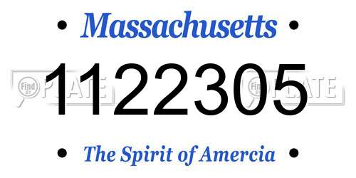 1122305 Massachusetts License Plate