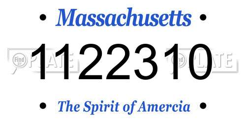 1122310 Massachusetts License Plate