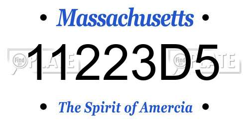 11223D5 Massachusetts License Plate