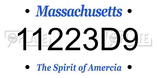 11223D9 Massachusetts License Plate