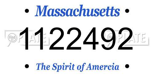 1122492 Massachusetts License Plate