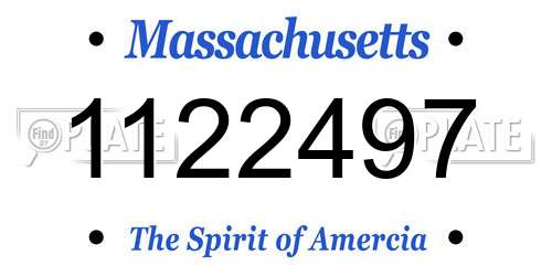 1122497 Massachusetts License Plate