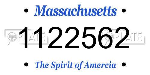 1122562 Massachusetts License Plate