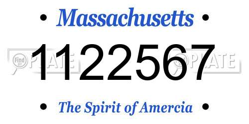 1122567 Massachusetts License Plate