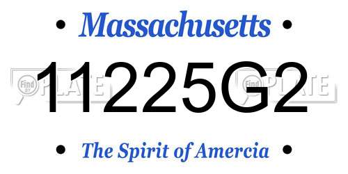 11225G2 Massachusetts License Plate