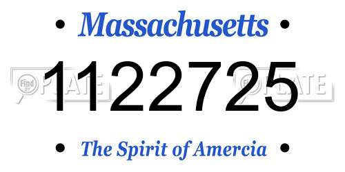 1122725 Massachusetts License Plate