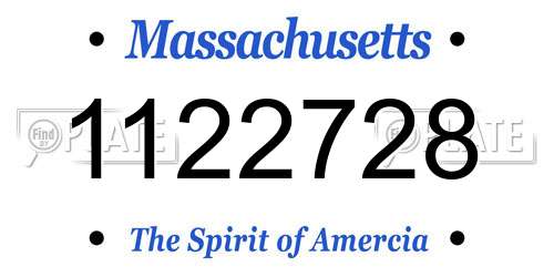 1122728 Massachusetts License Plate