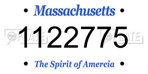 1122775 Massachusetts License Plate