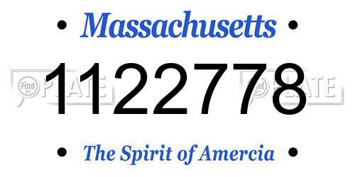 1122778 Massachusetts License Plate