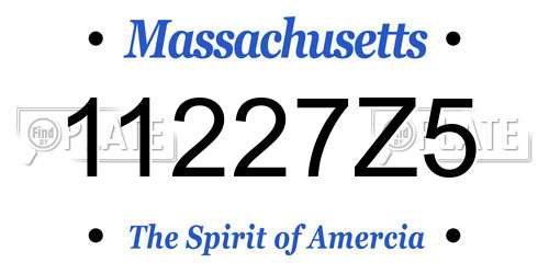 11227Z5 Massachusetts License Plate