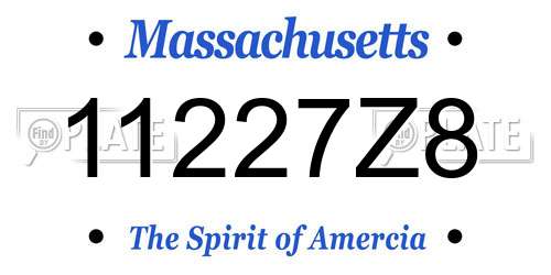 11227Z8 Massachusetts License Plate