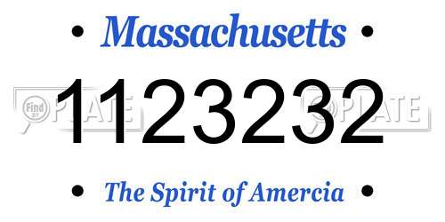 1123232 Massachusetts License Plate
