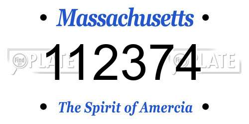 112374 Massachusetts License Plate