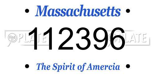 112396 Massachusetts License Plate