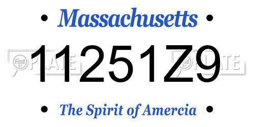 11251Z9 Massachusetts License Plate