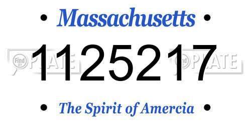1125217 Massachusetts License Plate