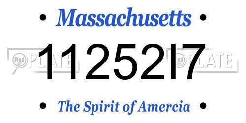 11252I7 Massachusetts License Plate