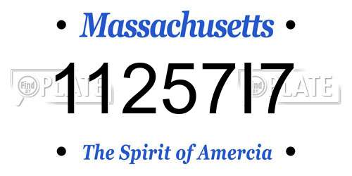11257I7 Massachusetts License Plate