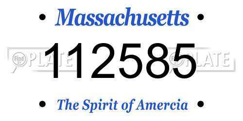 112585 Massachusetts License Plate