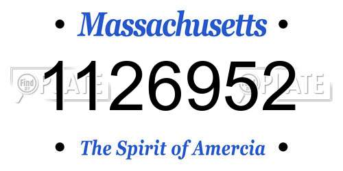 1126952 Massachusetts License Plate