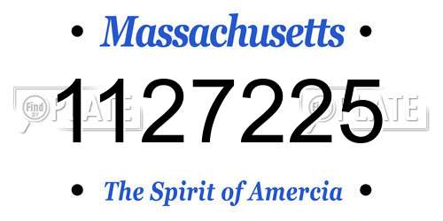 1127225 Massachusetts License Plate